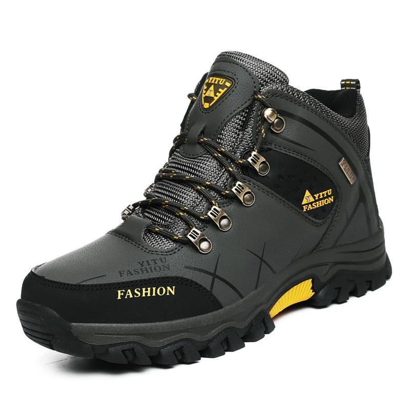 Men Winter Snow Boots Waterproof Leather Sneakers Super Warm Men'S Boots Outdoor Male Hiking Boots Work Shoes