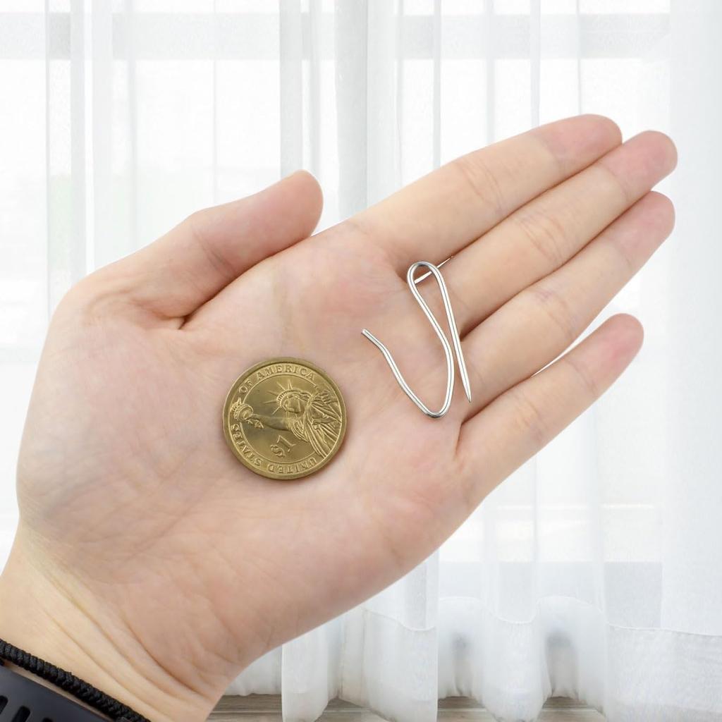 100 Pack Metal Curtain Hooks Stainless Steel Drapery P for Pinch Pleat Curta Pin-On Drapery Hook for Window Curtain Door Curtain Shower Curtain