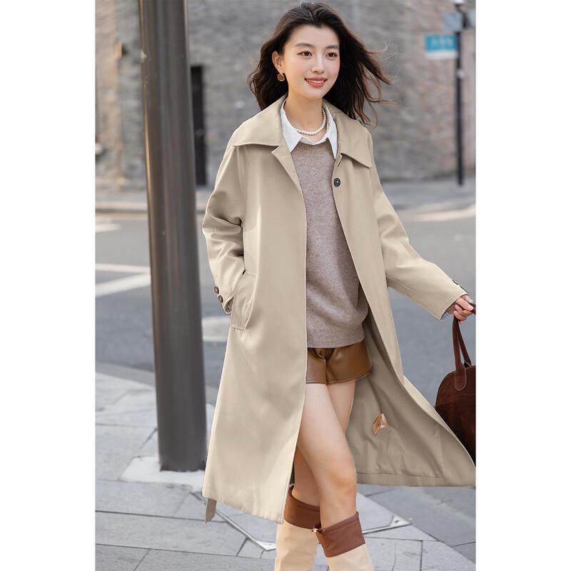 

Mokana Women s Elegant Belted Long Trench Coat S