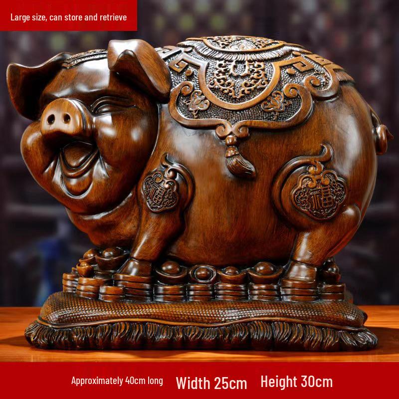 Gold Pig Coin Bank - Wealth-Attracting Figurine Gift for Children & Adults, Creative Birthday Present for Those Born in the Year of the Pig