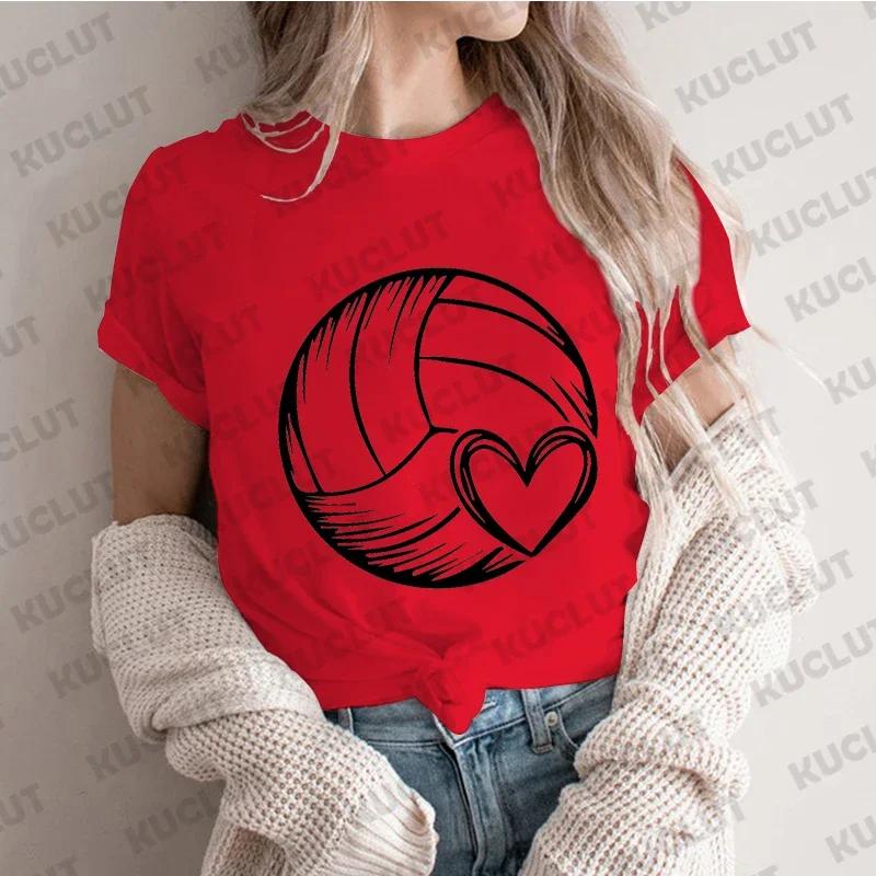 Volleyball Heart Shirt for Women Clothing Short Sleeve Women's T-shirts Volleyball Team Tshirt Volleyball Lover Game Day Shirt