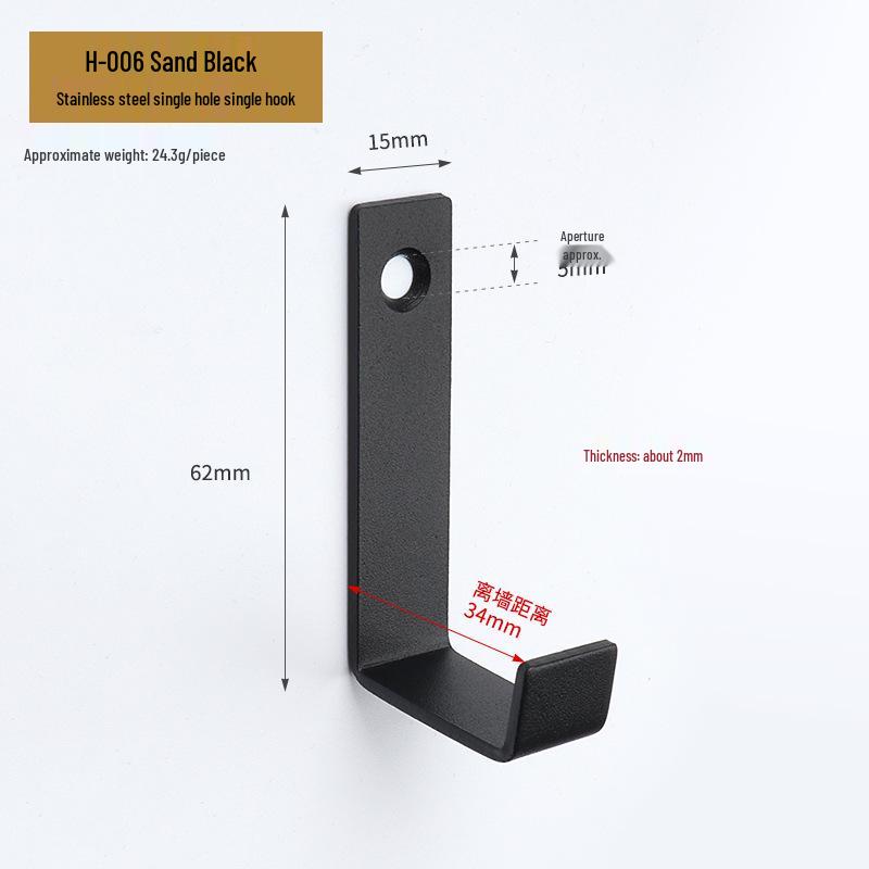Jinrui Stainless Steel Black Bathroom Hook for Coats and Hats