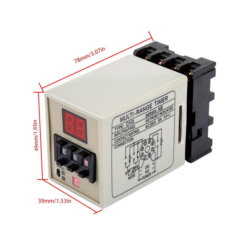 CH3-AB Digital Delay Timer Relay 0.01S-99H AC220V AC/DC 24V Delay Timer Relay Dual Mode Operation Delay Relay