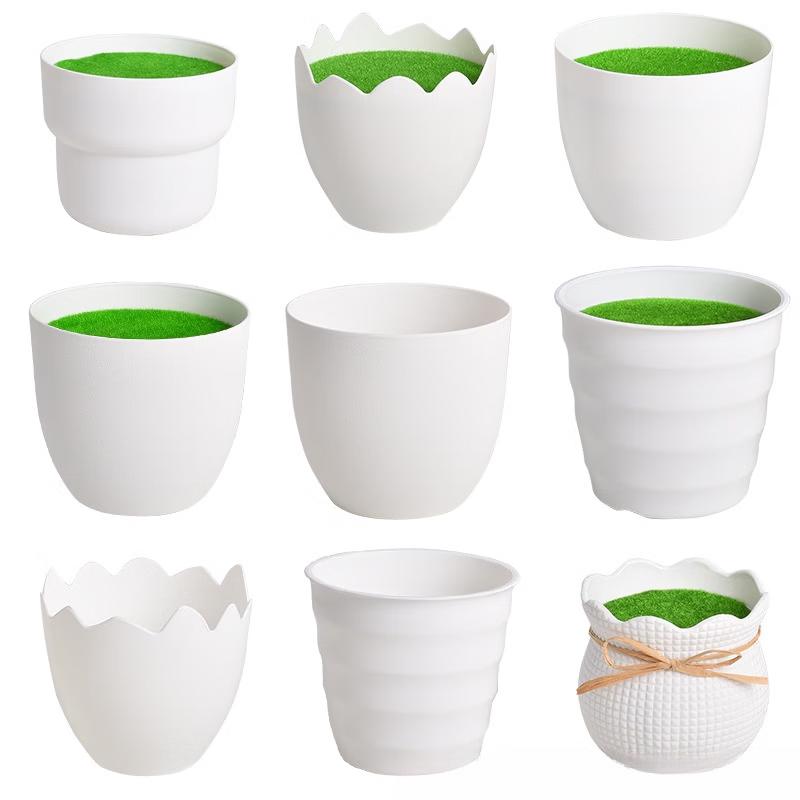 MOJY Faux Ceramic Flocked Foam Plant Pot Set