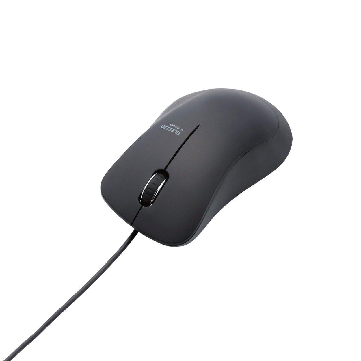 

ELECOM Wired Mouse, Blue LED, Quiet, 3 Buttons, Medium, Black, M-BL24UBSBK