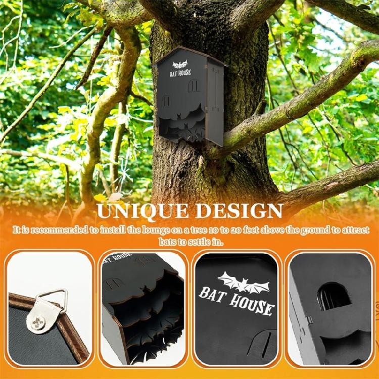 Handcrafted Bat House Decoration For Outdoor Use Natural Insect Control Solution Decorative Wooden Bat Habitat