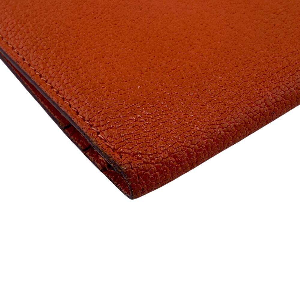 HERMES leather Bean Purse Orange leather Women Used