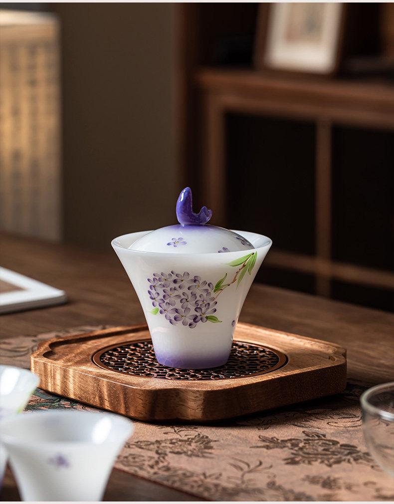 Luxury Ice Jade Porcelain Travel Tea Set - Portable Gongfu Quick-Brew Cup for Car & Outdoor Use