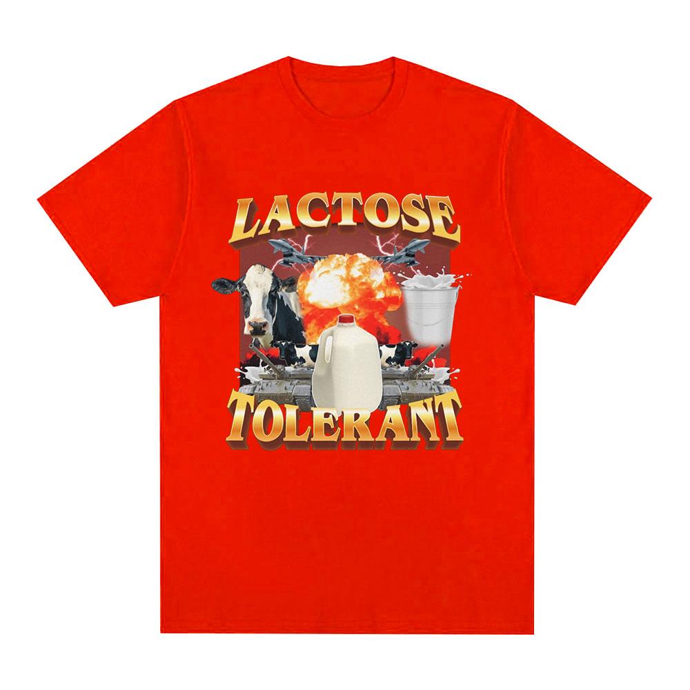 Lactose Tolerant Graphic Print T-Shirt Women Vintage Fashion Short Sleeve T-shirts 100% Cotton Casual Cozy Summer T Shirts