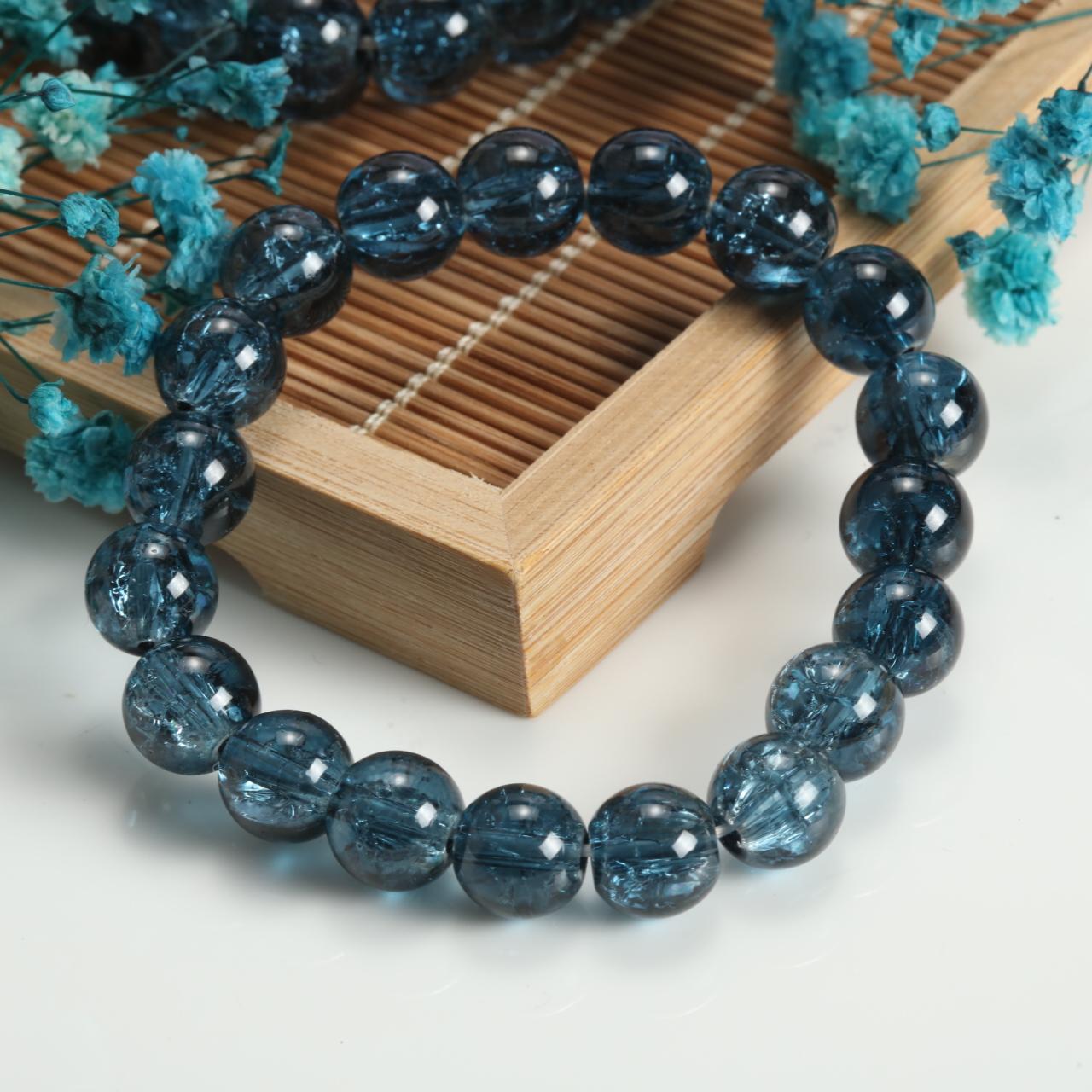 

10mm Cracked Flower Glass Beaded Bracelets, Multi-Color Y2K Sweet Cool Style Bracelets for Women Fashion Jewelry Accessories 1pc