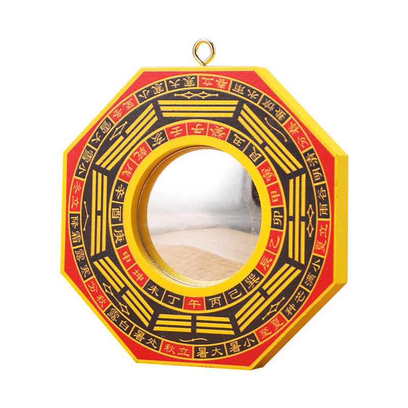 Small Outdoor Bagua Mirror: Convex/Concave Door & Window Ornament with Wooden Board