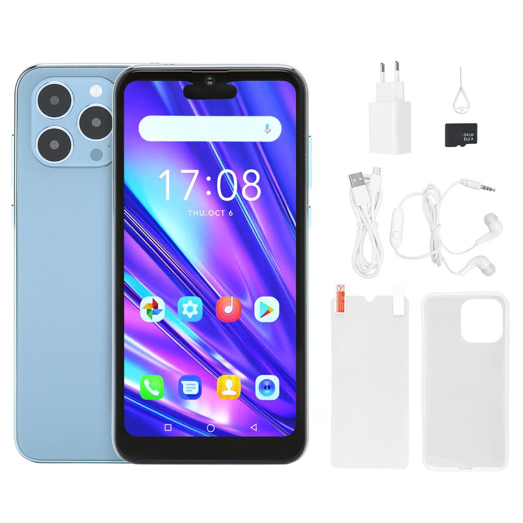 6.1in 3G Unlocked Smartphone for Android 8.1 4GB 32GB Dual SIM Cell Phone MTK6580A Quad Core CPU 5MP 8MP 100‑240V Light