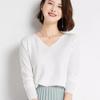 Damen V-Ausschnitt Basic Strickoberteil Langarm Einfarbig Schmale Passform Lässig Damen All-Match Layering Pullover