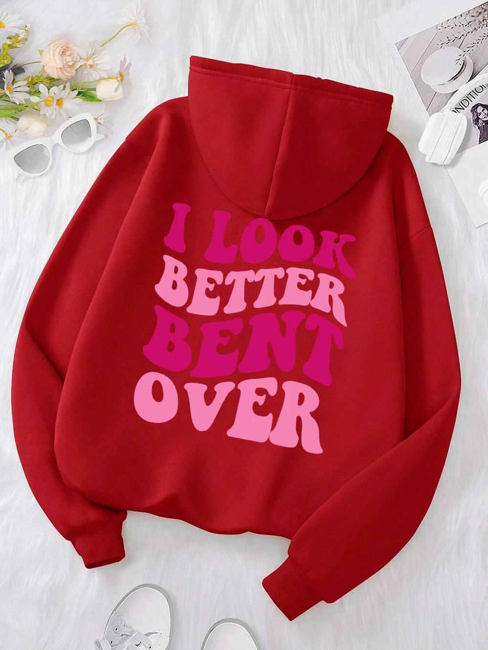 

Look Better Bent Over Fun Letter Толстовка женская хип-хоп свободная с капюшоном повседневная осенняя шерстяная толстовка мода S-Xxl топы S красный