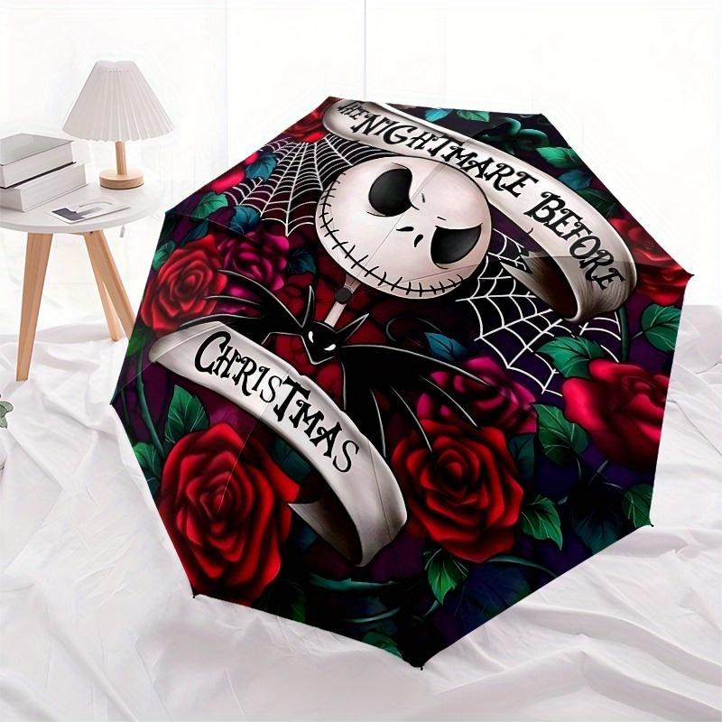 1 Auto Open Nightmare Before Christmas, Jack Skellington Themed Colorful 8-rib Portable Umbrella for Men and Women, A Compact Commuting Comp