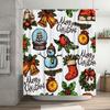 TU Christmas Shower Curtain Festive Holiday Decor Winter Themed Bathroom Set Cozy Home Decor XMas Pattern Waterproof Fabric