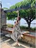 French Retro Ink Painting Slip Dress - Women's Summer 2025 High-End Beach Vacation Long Dress