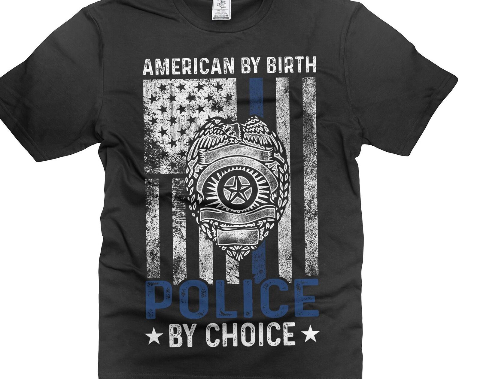 American Police T-Shirt: Patriotic USA Flag Policeman Gift L