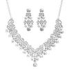 Latest Stylish Design Fancy Wedding Party Crystal Diamonds Necklace Jewellery Set for Women