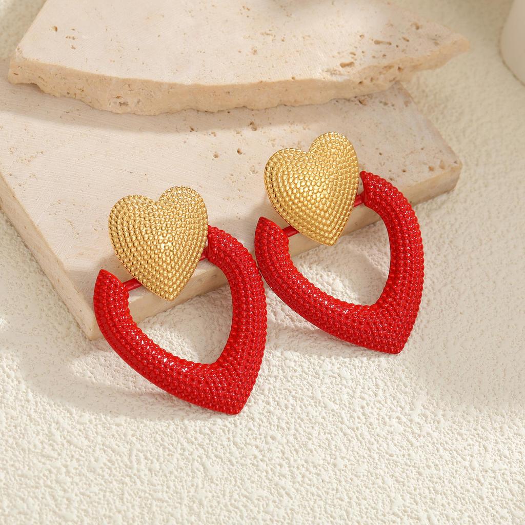 New Year Chic Stainless Steel Hollow Heart Earrings - Fashionable & Versatile Jewelry