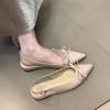 Pointed bow bag head sandals temperament commuter work shoes thick heel elegant buckle single shoes women