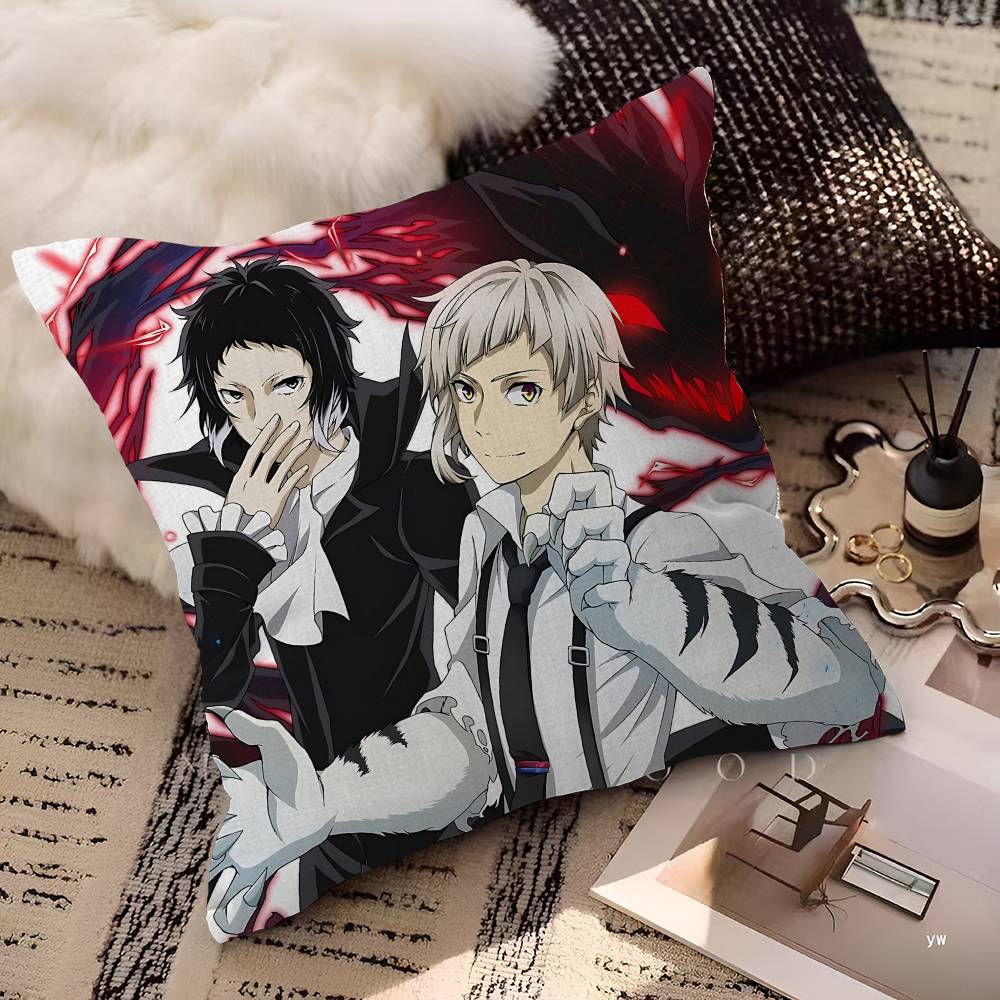 Poszewka na poduszkę z postacią z kreskówki Bungo Stray Dogs Prezent Toon Poszewka na poduszkę Sypialnia Dom Sofa Krzesło Siedzenie Dekoracja Poszewka na poduszkę