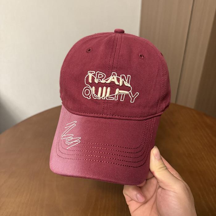 Summer Cotton Baseball Hat With Embroidered Letters For Outdoor Activities