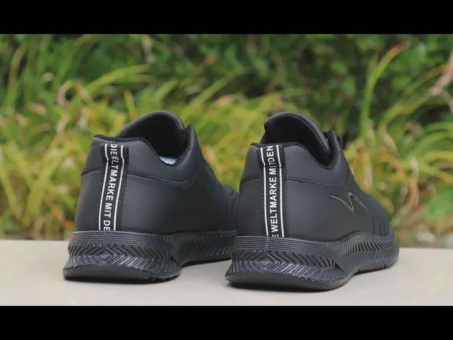 Men's Waterproof Black Leather Autumn Work & Casual Running Shoes