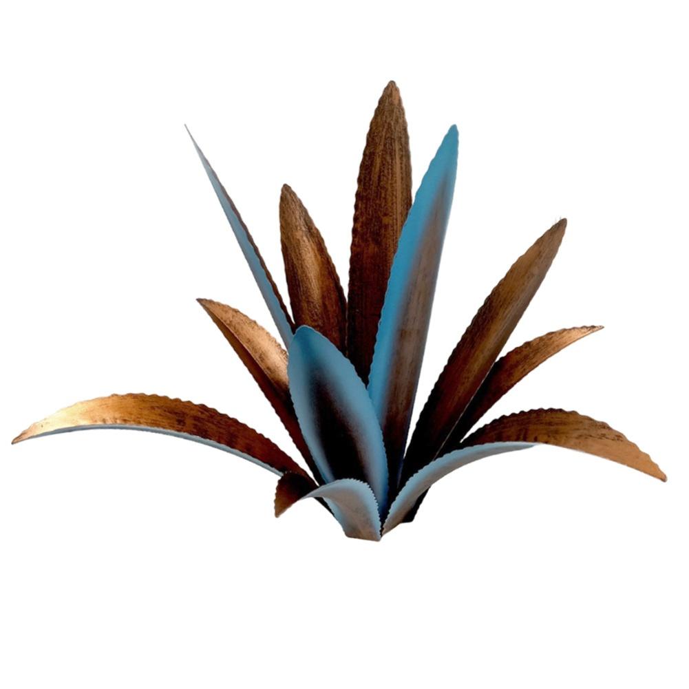 Garden Art Metal Agave Decoration Outdoor Sculpture Blue with H pole