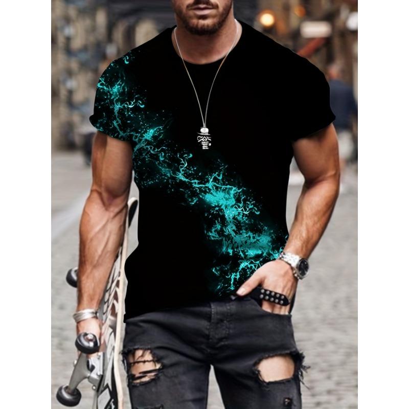 

Новая летняя мужская рубашка с 3D принтом, индивидуальный тренд, молодежный повседневный топ, летняя легкая и дышащая футболка большого размера XL