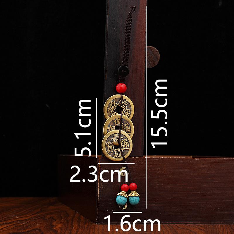 

Men and women carry bags, pendants, car creative keychains, accessories, brass Gandao Jia three emperors copper coins