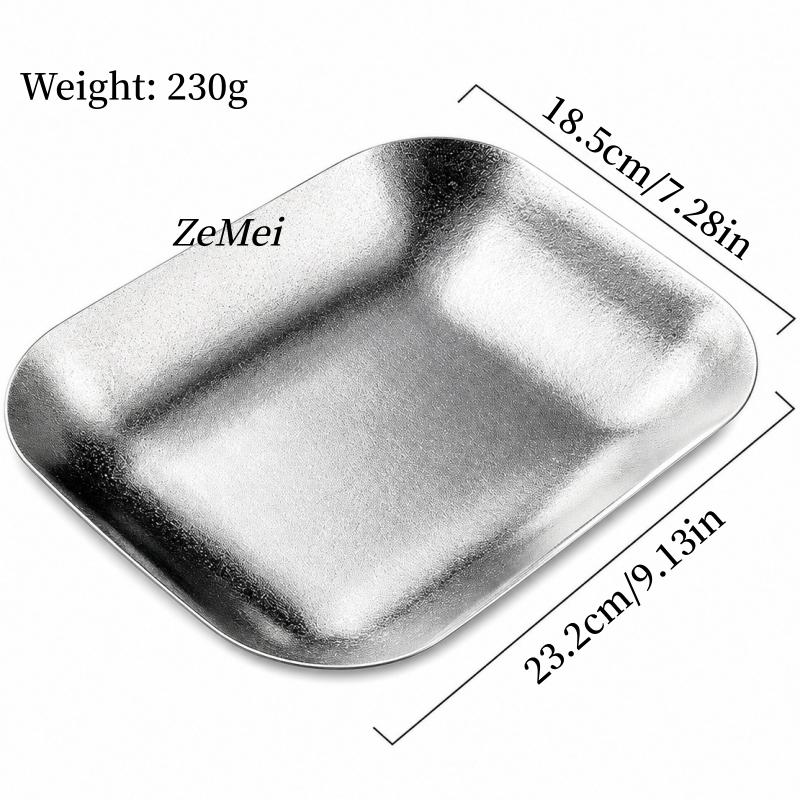Light Gray Pure Titanium Rectangle Dinner Plate,Heat-Resistant Home Steak Plate Dinner Dishes Grill Tray Tableware,Kitchenware