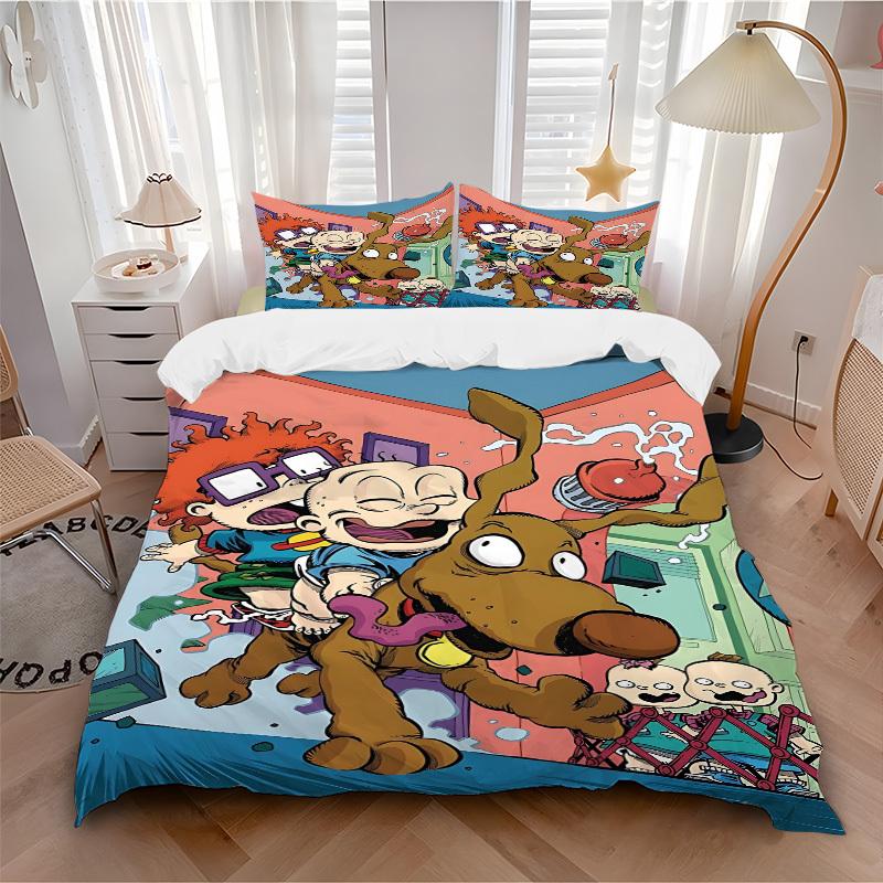 

3pc Rugrats Characters Bedding Set Guest Room Bedroom Decor Christmas Halloween Decor Birthday and Holiday Gifts- All Seasons 3pcs Quilt 152 135x200cm