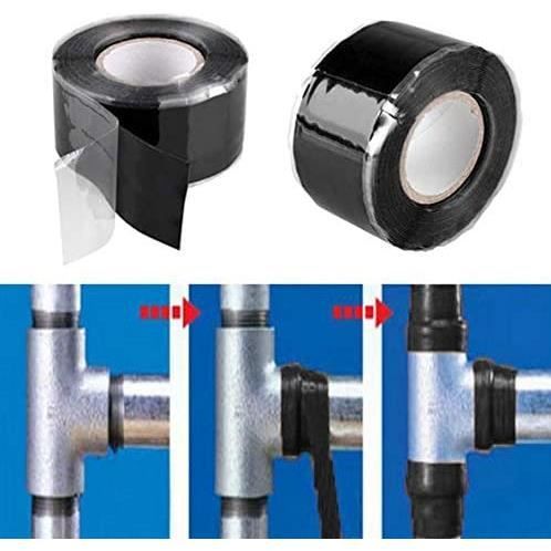 Selbstverschweißendes Silikonband 2,5cm*3m Wasserdichtes Klebe-Reparaturband zur Rohreparatur Selbstklebend Schwarz A514