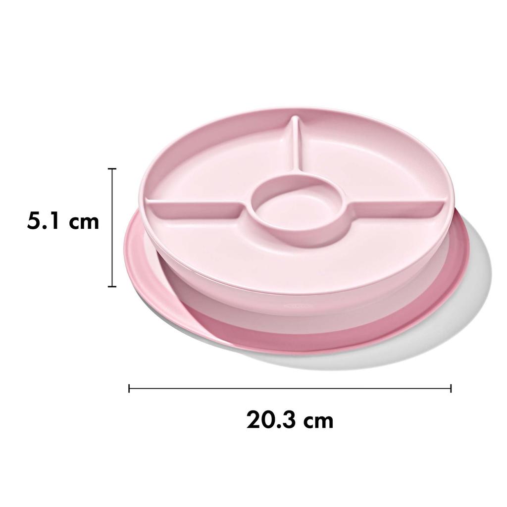 OXO Tot Divided Plate with Suction Cups Baby Food Dishwasher Blossom Design - Dishes, Non-Slip, Tip-Resistant, Safe,