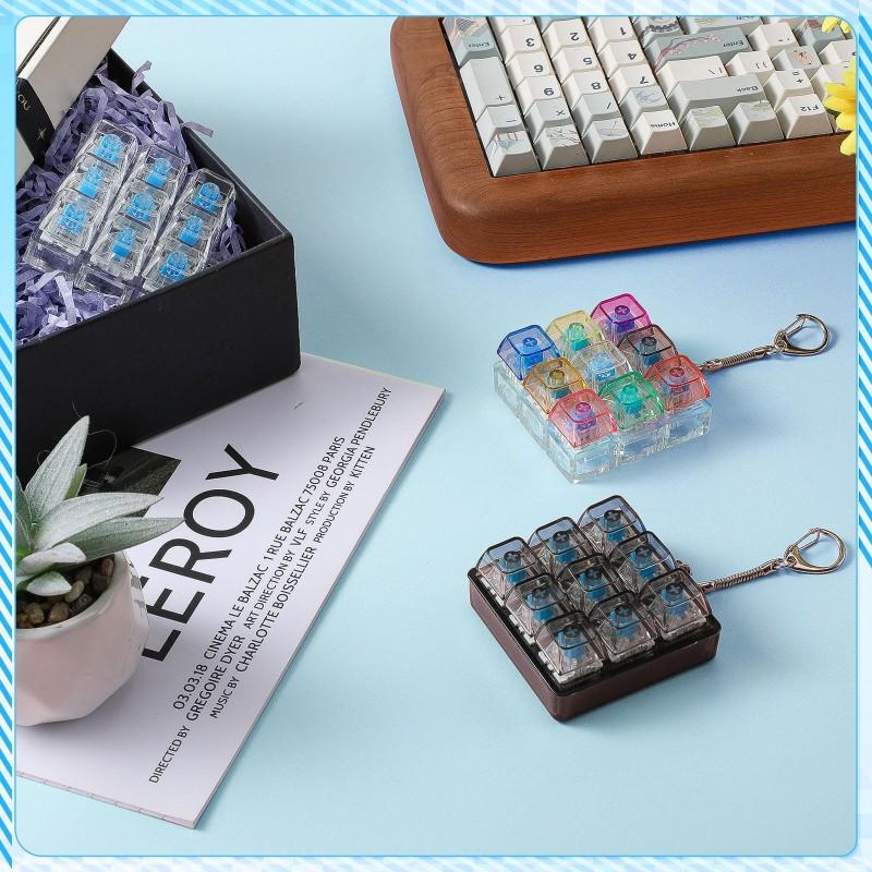 Relaxing DIY 9 Keys Keyboard Fidget Toy, Fidget Clicker Keyboard Fidget Keychain, Button Fidget Gifts for Adults To Relieve Stress and Pass Time