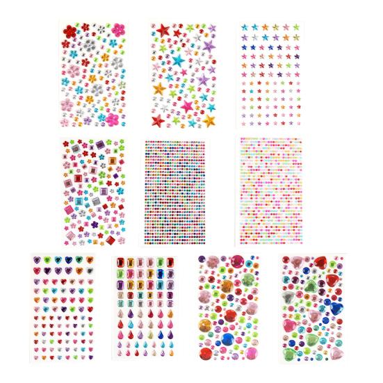 Colorful Star Rhinestone Face Stickers Dopamine Makeup Gems for Music Festival Self-Adhesive Body Jewels for Cheek Decoration