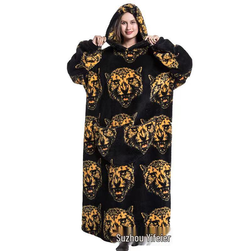 2023 Hooded Oversized Flannel Blanket Clothing for Men & Women – Extended Length for Warmth
