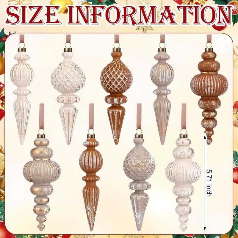 Retro Christmas Ornament Ball Pendant Set Tree Hanging Decor Farmhouse Style Holiday Home Party Decoration