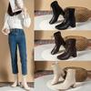 Large Size Square Heel Martin Boots Women's New Autumn and Winter Zipper Lace-up Short Boots Low Tube High Heel Thin Boots