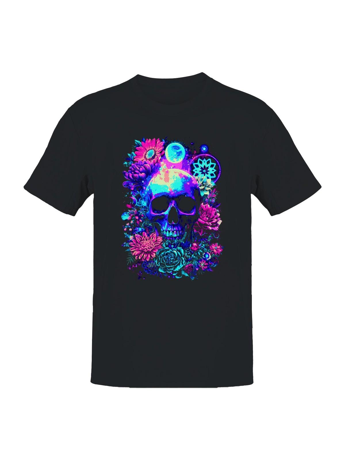 Cosmic Skull Neon Garden Art Men s T-shirt S