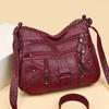 Genuine Leather Multi-Compartment Crossbody Bag - Versatile, Large Capacity Fashion Shoulder Bag for Women