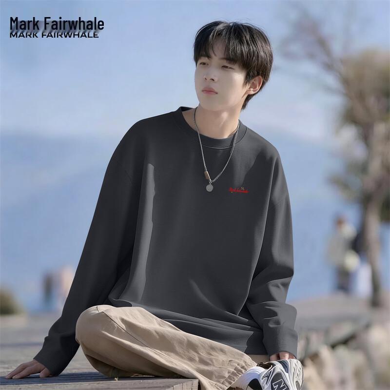 Mark Fairwhale Men's Loose Fit 100% Cotton Long-Sleeve T-Shirt