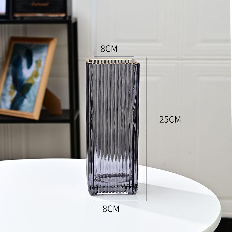 Thickened Square Glass Vase for Fresh Flowers - Elegant Hydroponic Floral Container for Living Room & Dining Table Decor
