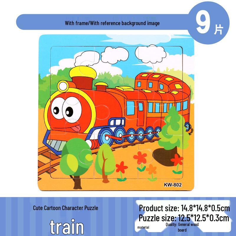 Frühpädagogisches Holztiere-Puzzlebrett für Kinder von 0-3 Jahren - 9-teiliges Lernspielzeug