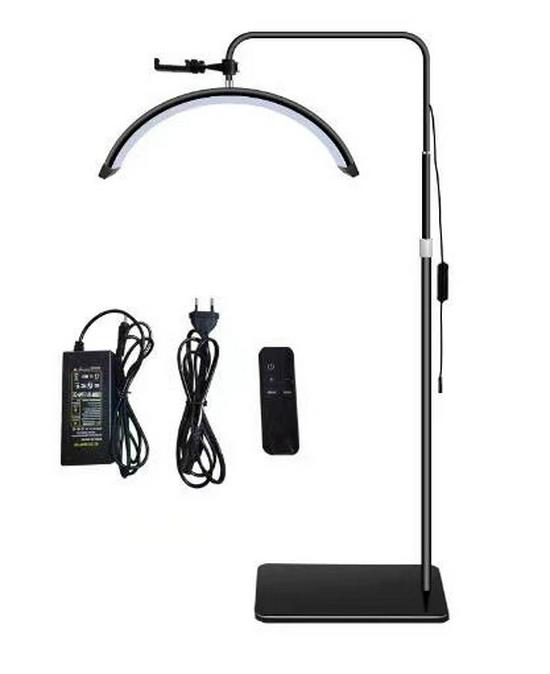 28-Inch Half-Moon Beauty Lamp for Nail, Tattoo & Eyelash Extensions - U-Shaped Eye Protection Floor Lamp
