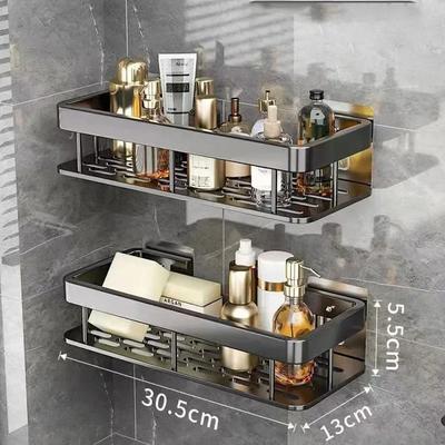 Bathroom Shelf No-drill Wall Mounted Shelves Shampoo Storage Rack Holder for Shower Square Aluminum Bath Organizer Accessories