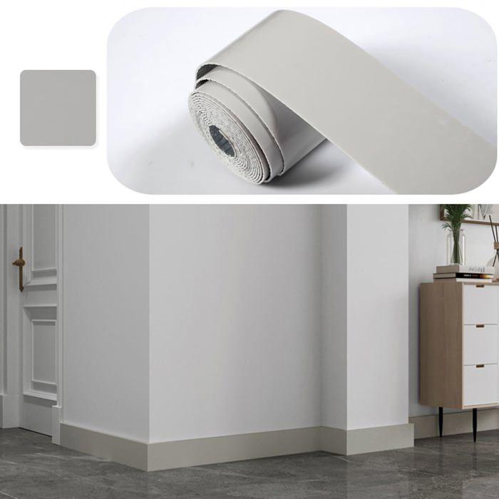 Plinthe souple autocollante PVC 10 cm x 5 m - gris, mousse XPE, résistante eau et moisissure