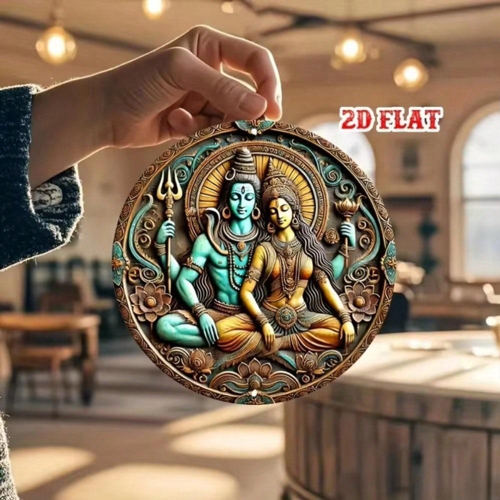 Religiöse Metallwandkunst Runde Göttin Shiva Zeichen Heimdekoration Rustikal