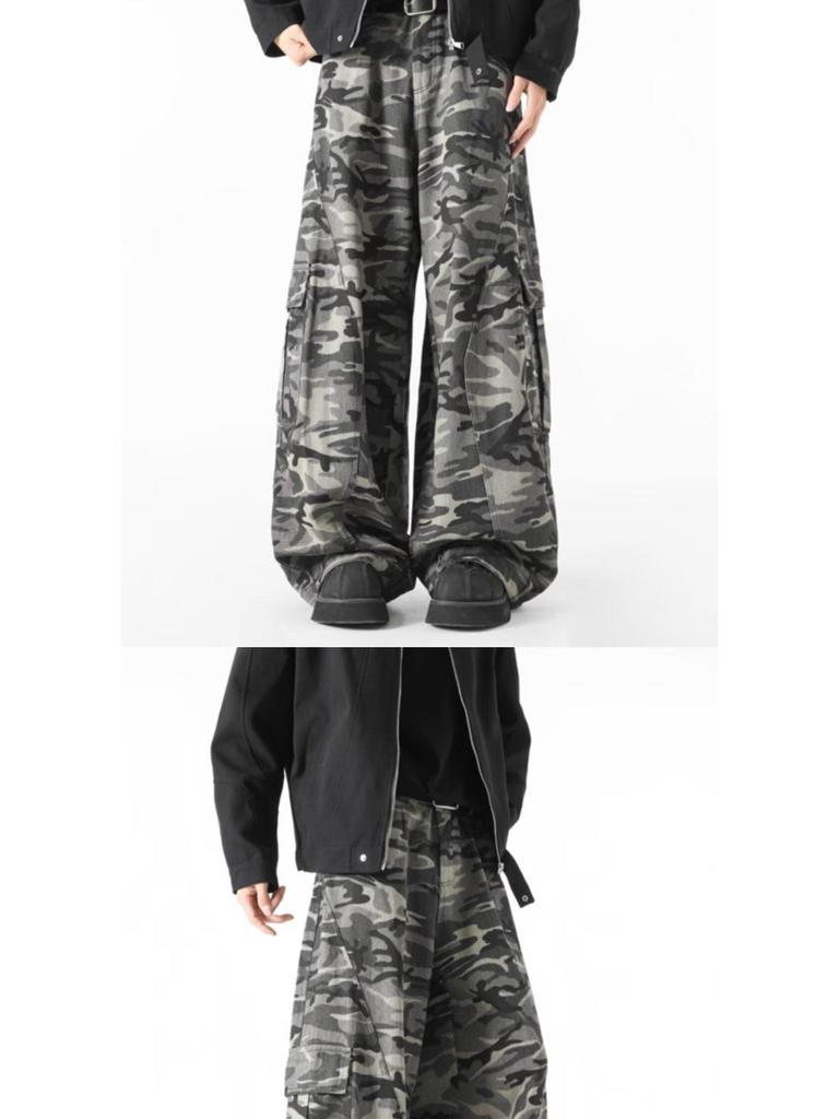 American Retro Baggy Camouflage Unisex Jeans: Trendy, Loose, and Versatile Streetwear Workwear.